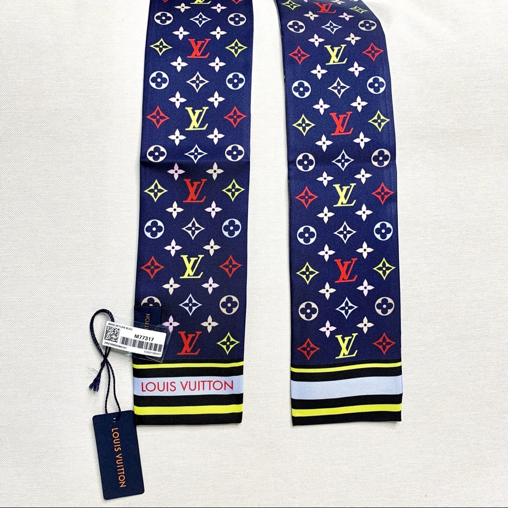 Louis Vuitton skyline blue scarf bandeau